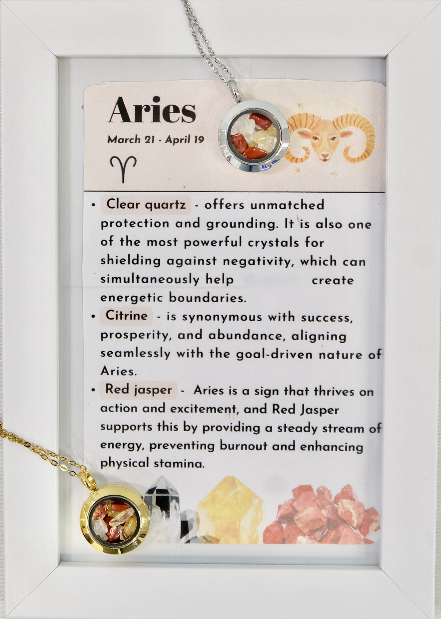Crystal necklace for Aries