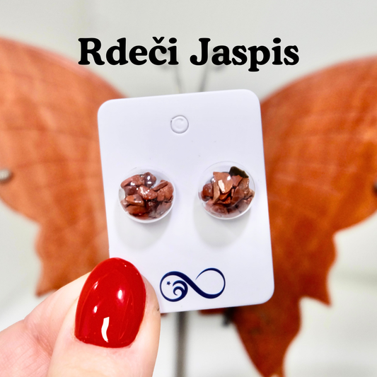 Uhani - Rdeči Jaspis