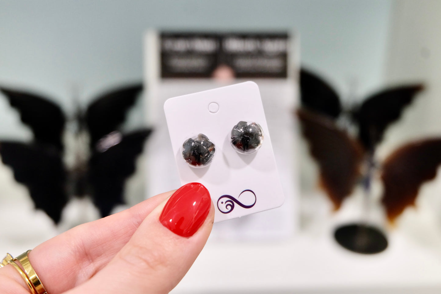 Obsidian crystal earrings