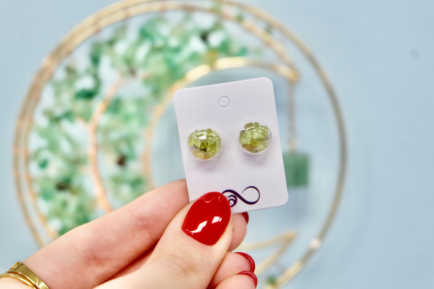 Peridot crystal earrings