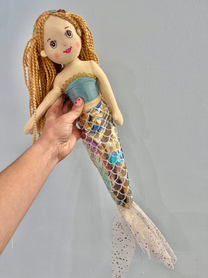 Pink mermaid with rainbow tail