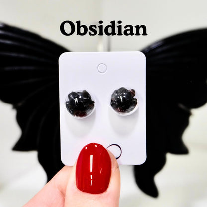 Obsidian crystal earrings