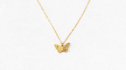 Gold half butterfly necklace