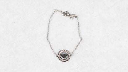 Silver heart bracelet with crystals