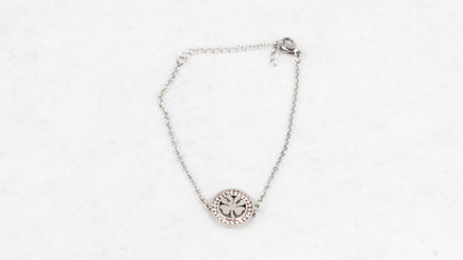 Silver clover bracelet with crystals